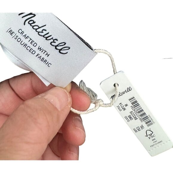 Madewell Ribbed One-Shoulder Longline Bikini Top black sz M - Picture 3 of 7